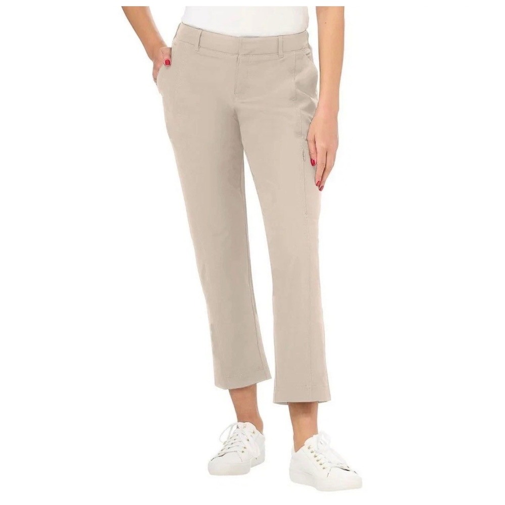 Kirkland Signature Women Travel Pant Khaki Beige 4-Way Stretch •6• Gorpcore Hike